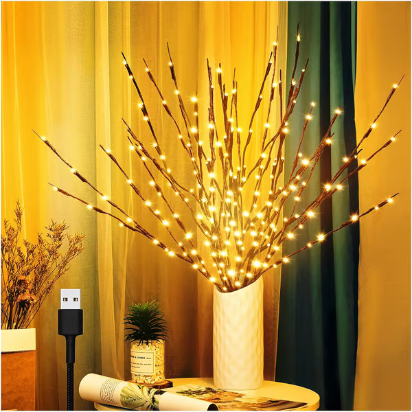 🎄 LED Willow Branch Lights Battery-Powered Twig Light