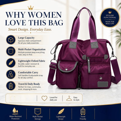 Waterproof Tote Bag – 3-Way Carry & Spacious Organization