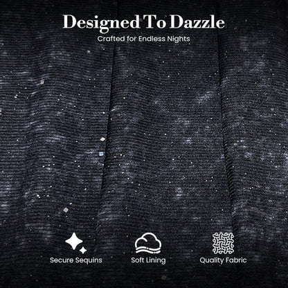 Women's Sequin Sparkle Wide Leg Pants with Elastic Waistband