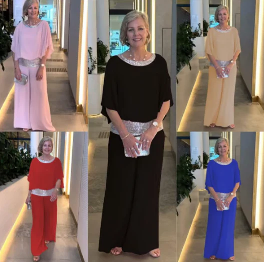 🔥Big Sale 💃Elegant Colorblock Sequin Two-Piece Set