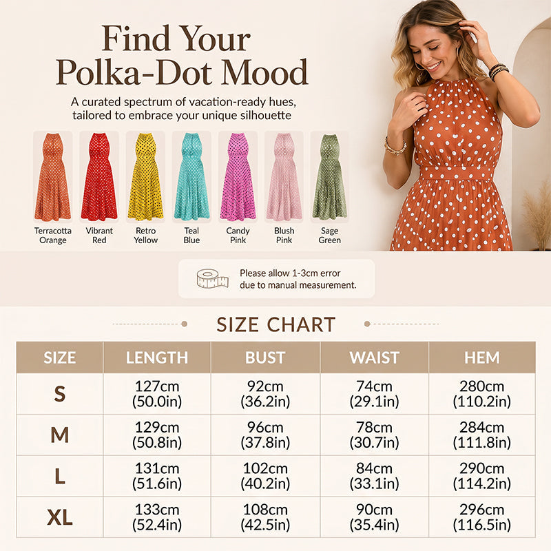 Women's Polka Dot Halter Neck Dress👗