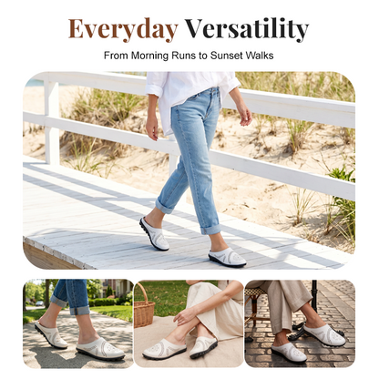Loose-fitting slippers with a floral cutout, suitable for all foot types