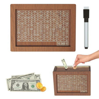 🔥Retro Style Wooden Money Box with Counter Piggy Bank Handmade Saving Money Goal Piggy Bank