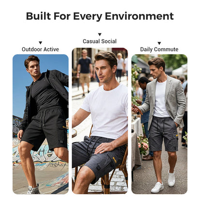 🩳 Men's Cargo Shorts with Drawstring – Easy pull-on, multi-pockets. Lightweight & comfy. Perfect for walks or gardening.