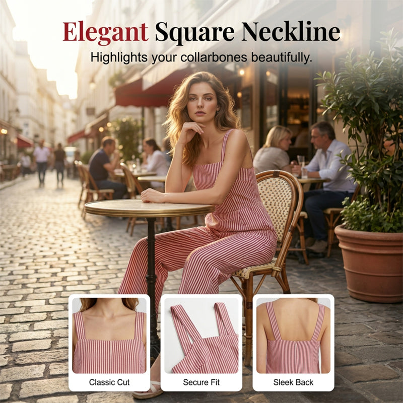 Women's Casual Striped Spaghetti Strap Jumpsuit