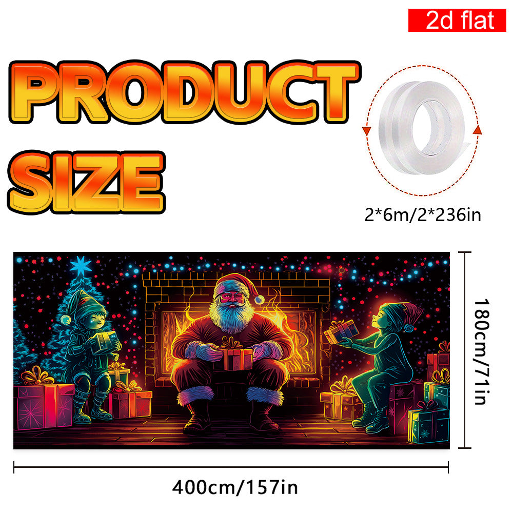 🎇🚪UV Activated Christmas Garage Door Cover Banner, Glows in Dark🔥🎉