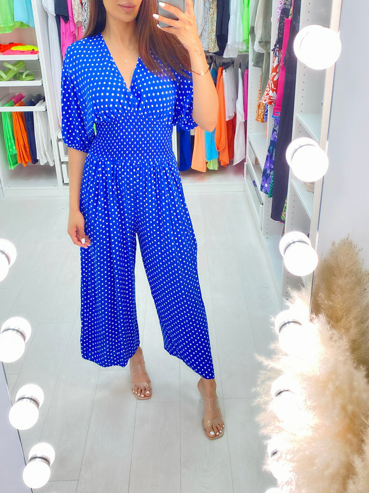 💥Hot 41%OFF💖Polka Dot Printed Elastic Waist Jumpsuit