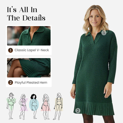 Women’s Sparkle Lapel A-Line Short Dress | Chic & Shimmering