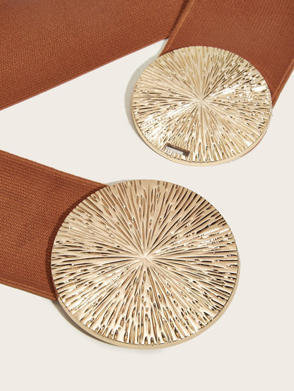 🎁Women's Vintage Gold Buckle High Elastic Belt