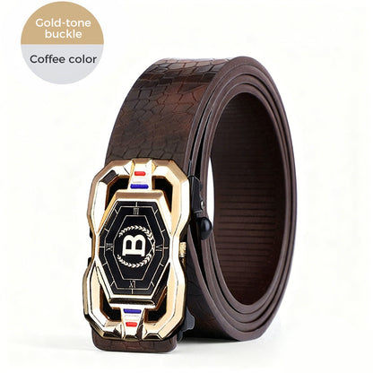 🐊Men‘s Crocodile-Pattern Belt – Automatic Buckle, Genuine Leather & Versatile 👔📦
