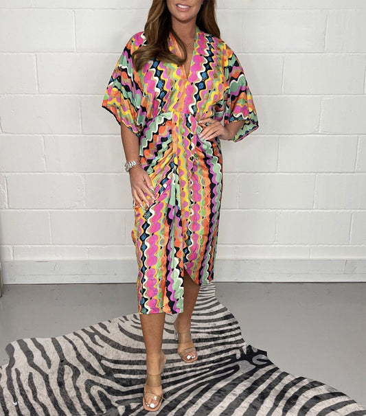 🌷LIMITED TIME OFFER 41%OFF🌷Printed  Kimono Midi Dress