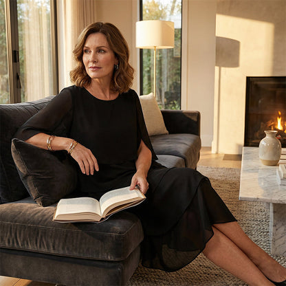 Women's Elegant Layered Ruffle Sleeve Dress