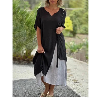 🌷LIMITED TIME OFFER 41% OFF💕Short Sleeve False Two-Piece Asymmetric Dress