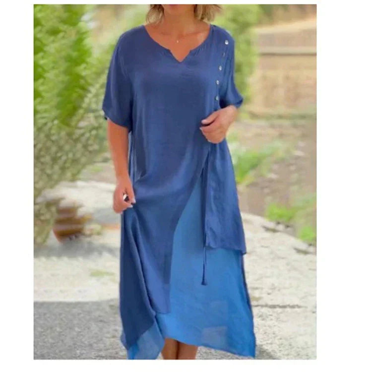 🌷LIMITED TIME OFFER 41% OFF💕Short Sleeve False Two-Piece Asymmetric Dress