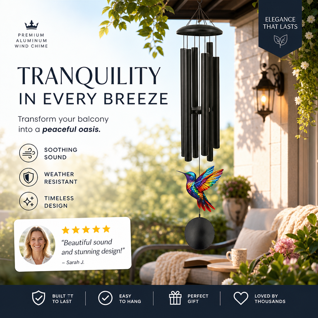🎵💥 Vintage Metal Wind Chimes | Elegant Black Aluminium Garden Decor with Bird & Butterfly Accents for Patio & Porch
