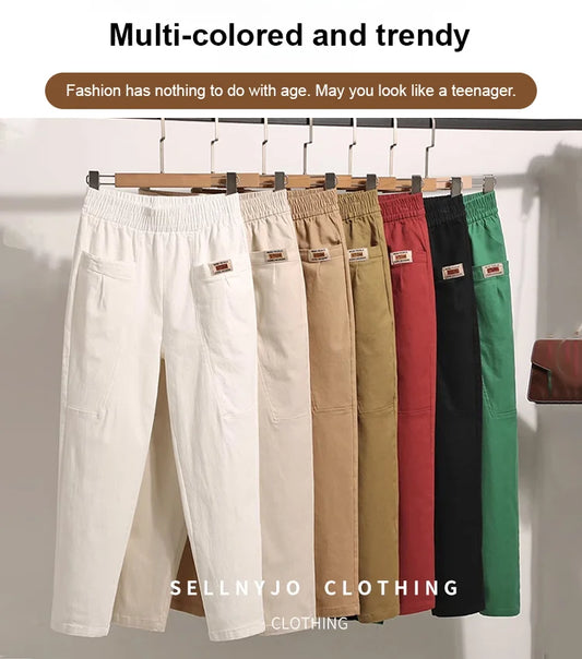 🔥Offer 50% OFF🔥Good Gift-Women's Elastic Waist Cotton Trousers