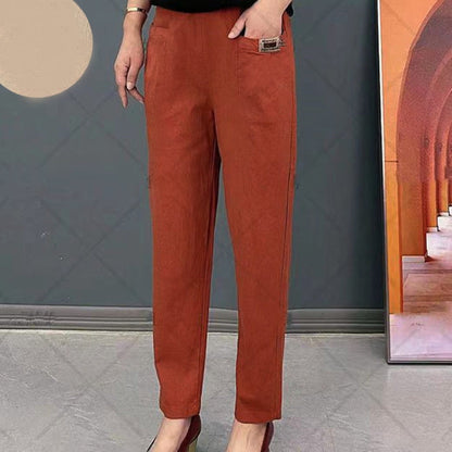 🔥Offer 50% OFF🔥Good Gift-Women's Elastic Waist Cotton Trousers