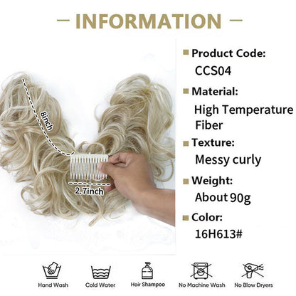 ✨ Clip-In Messy Side Comb Hair Bun – Instant Voluminous Updo, Heat Resistant 🎀