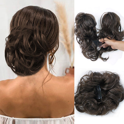 ✨ Clip-In Messy Side Comb Hair Bun – Instant Voluminous Updo, Heat Resistant 🎀