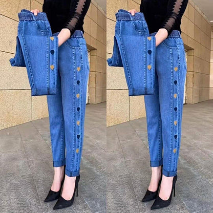 🔥HOT 50% OFF🔥Women's High Stretch Heart Pattern Embroidered Jeans