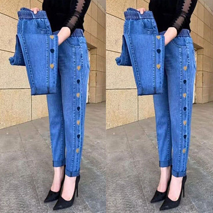 🔥HOT 50% OFF🔥Women's High Stretch Heart Pattern Embroidered Jeans