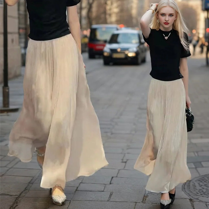 🔥Hot Sale 49% Off🔥Glazed Ice Silk Floor-Length Wide-Leg Culottes