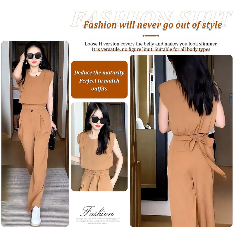 🎉（Great Sale⛄BUY 2 Get 10% OFF + FREE SHIPPING)🎉Fashion Sleeveless Wide-Legged Pants Set