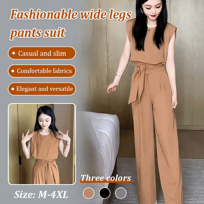 🎉（Great Sale⛄BUY 2 Get 10% OFF + FREE SHIPPING)🎉Fashion Sleeveless Wide-Legged Pants Set