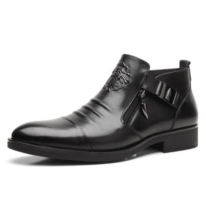 🔥Men's Embossed Ankle Boots  Dual Side Zipper Trendy Boots! 👞