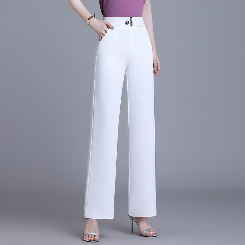 High-waisted Flesh-concealing Thin Icy Narrow Straight-leg Pants