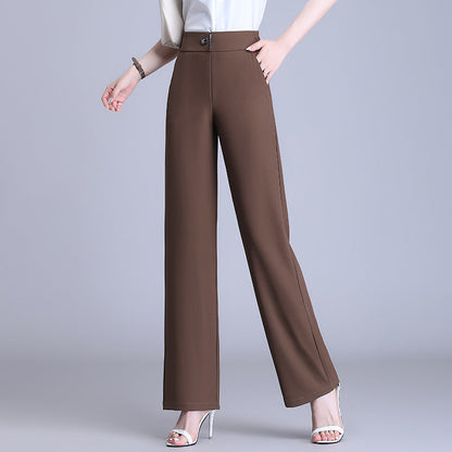 High-waisted Flesh-concealing Thin Icy Narrow Straight-leg Pants