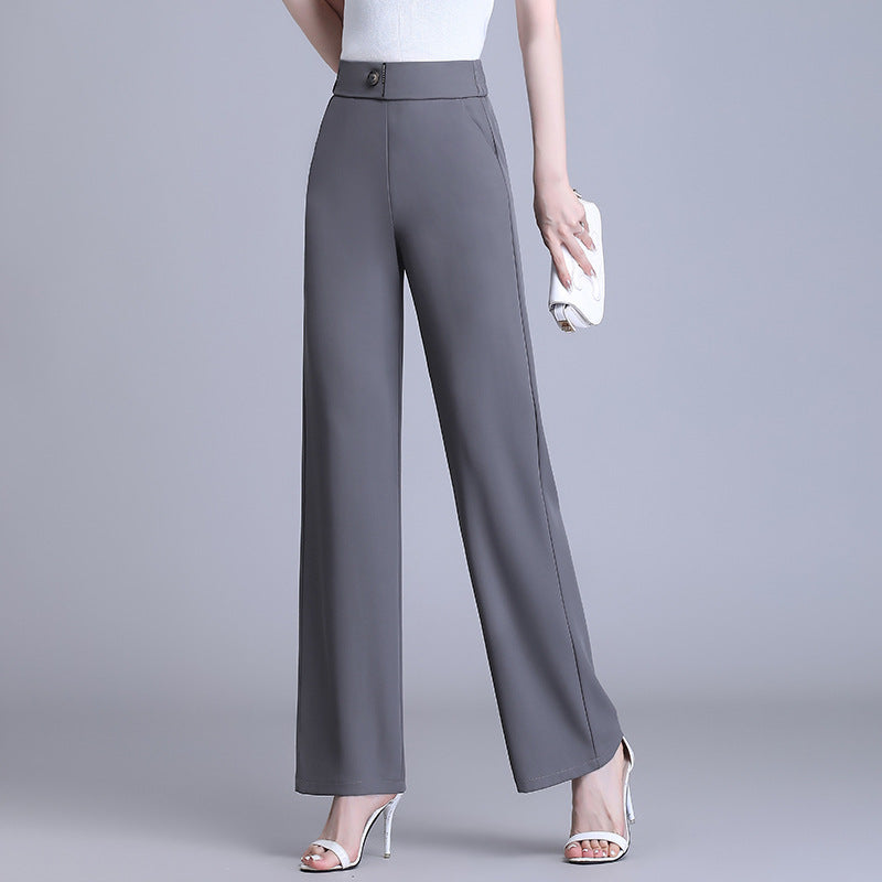 High-waisted Flesh-concealing Thin Icy Narrow Straight-leg Pants