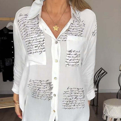 🔥(LIMITED TIME DISCOUNT 50% OFF)🎉Lady's Long Sleeve Printed Fashion Lapel Shirt