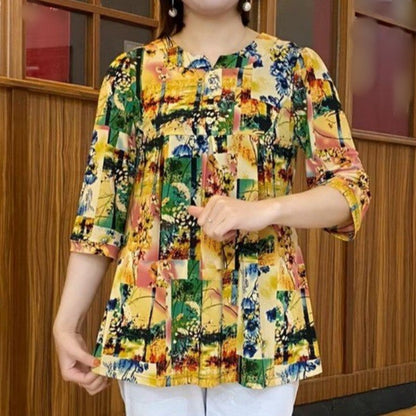 🎉 (LIMITED TIME OFFER 43% OFF)🎉Women's Fashion Floral 7/10 Sleeve Loose T-Shirt