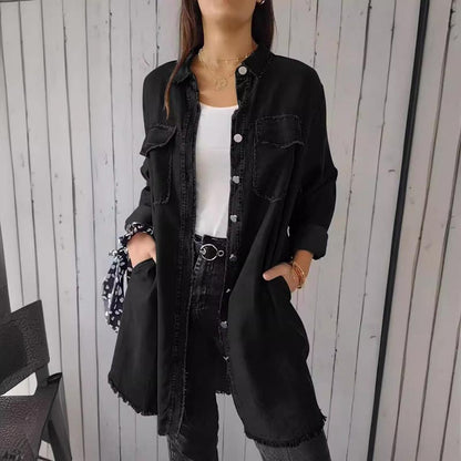 ✨️✨️LATEST MODEL🤠🩵Women’s Faux Denim Comfortable Lapel Coat Shirt