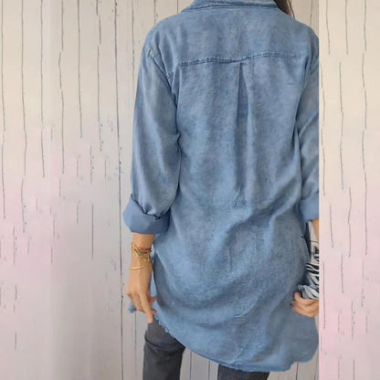 ✨️✨️LATEST MODEL🤠🩵Women’s Faux Denim Comfortable Lapel Coat Shirt