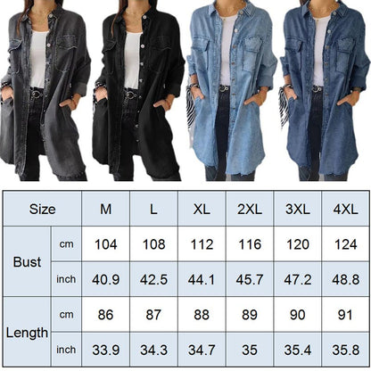 ✨️✨️LATEST MODEL🤠🩵Women’s Faux Denim Comfortable Lapel Coat Shirt