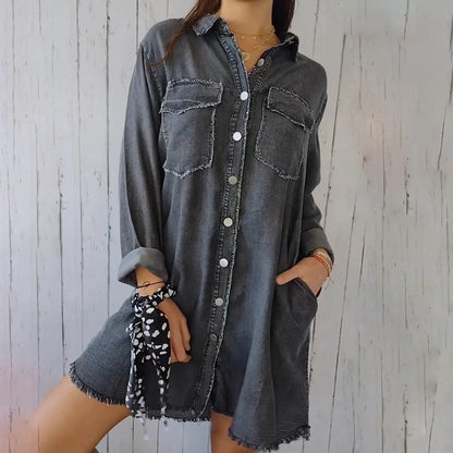 ✨️✨️LATEST MODEL🤠🩵Women’s Faux Denim Comfortable Lapel Coat Shirt