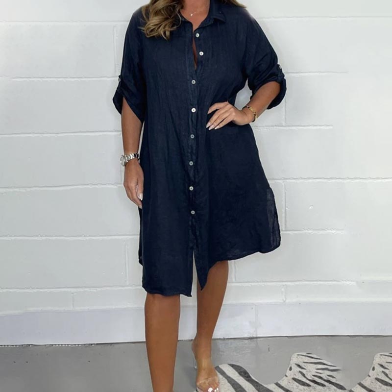 🔥Limited Time Offer 42% OFF💝Women's Cotton and Linen Button Shirt Dress