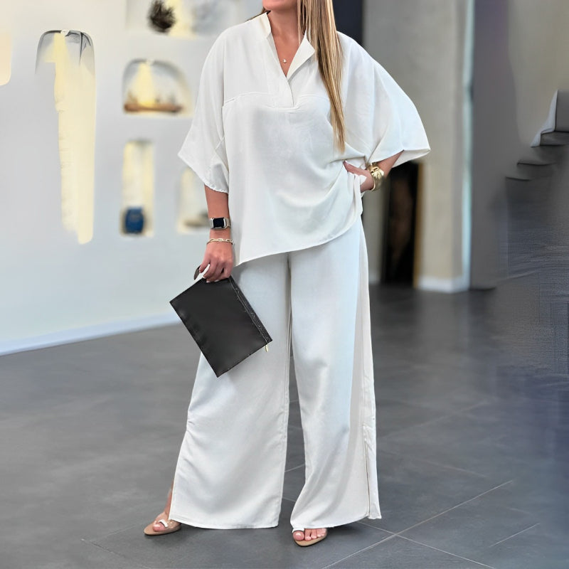 💥Hot 41% OFF💥Women's 2 Piece Outfits Oversized Top & Wide Leg Pants