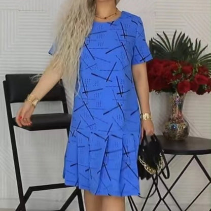 🌷Limited Time Offer 41% OFF💞Women’s Trendy Print Loose Fit Short Sleeve Pleated Dress