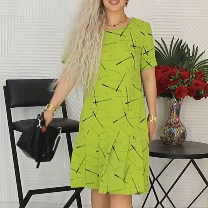 🌷Limited Time Offer 41% OFF💞Women’s Trendy Print Loose Fit Short Sleeve Pleated Dress