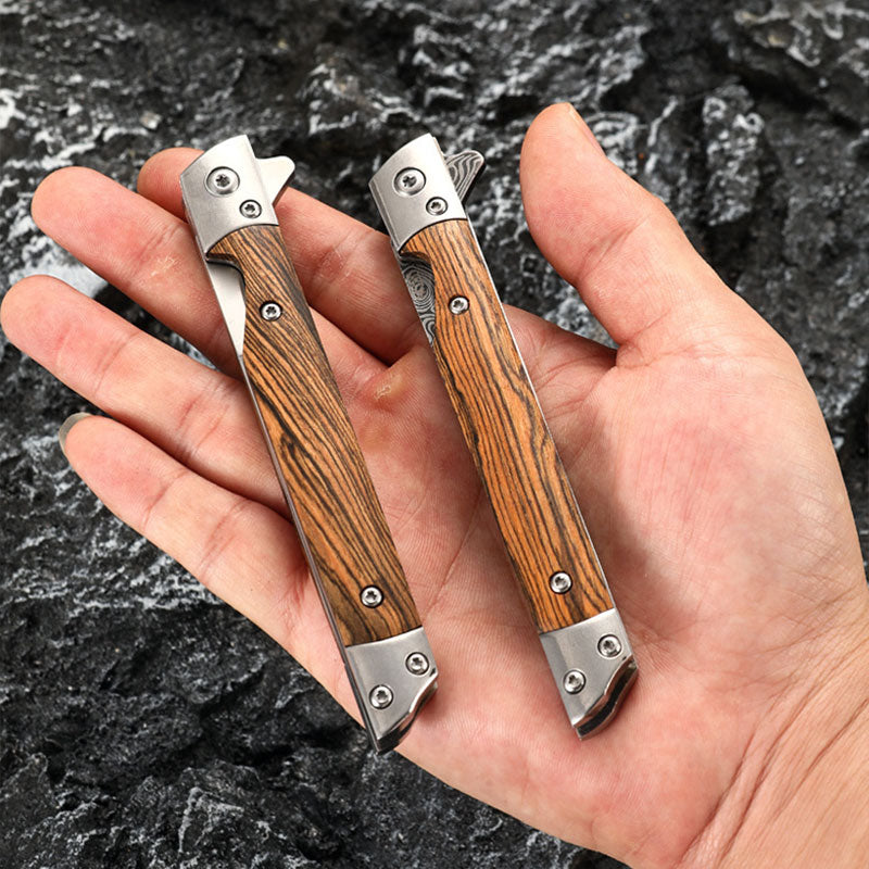 🗡️✨Folding Knife With Wooden Handle For Work, Hiking & Camping⛺