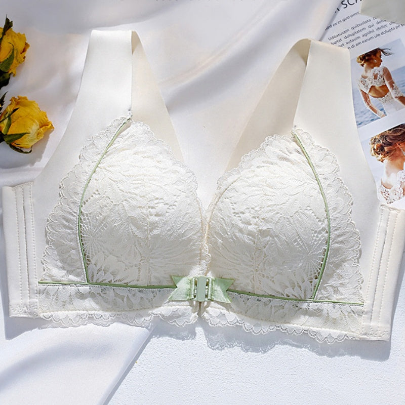 Women's Front-Clasp Lace Bra with Lift and Anti-Sagging Design