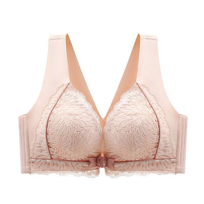 Women's Front-Clasp Lace Bra with Lift and Anti-Sagging Design