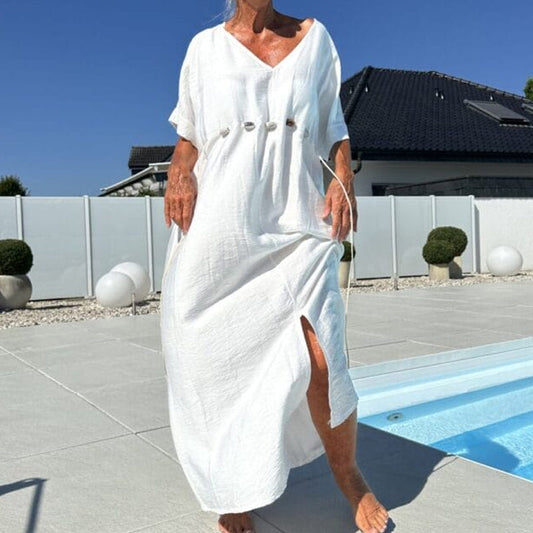 🌹Elegance in Every Step: Comfort & Style Combined💃Elegant V-Neck Short Sleeve Side Slit Dress