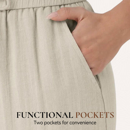 Lightweight Linen Pants Solid Color Drawstring Casual Pants - Breathable & Skin-Friendly