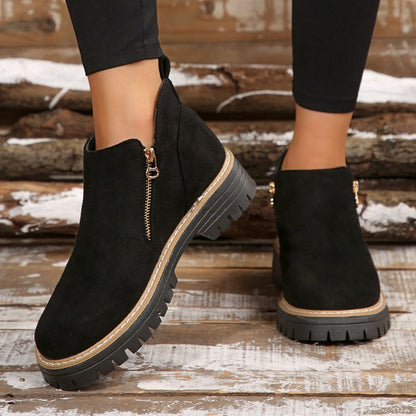 ✨Women's Round-Toe Ankle Boots with Side Zipper