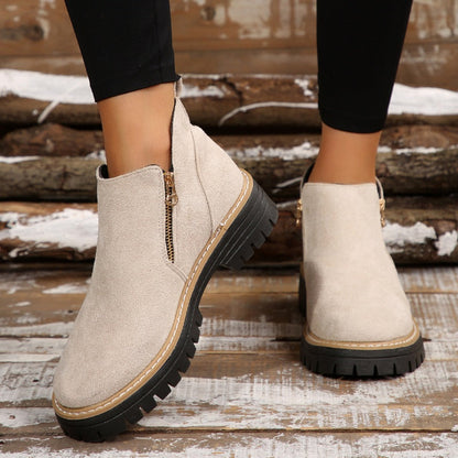 ✨Women's Round-Toe Ankle Boots with Side Zipper