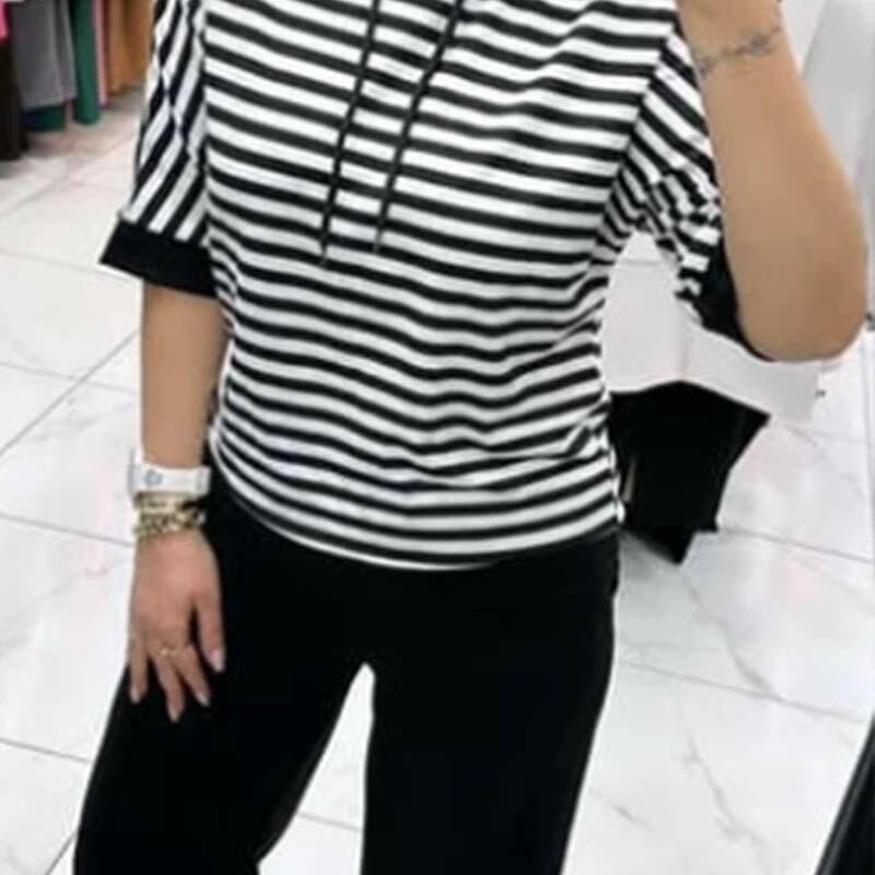 Women's Striped Top & Solid Pants Set